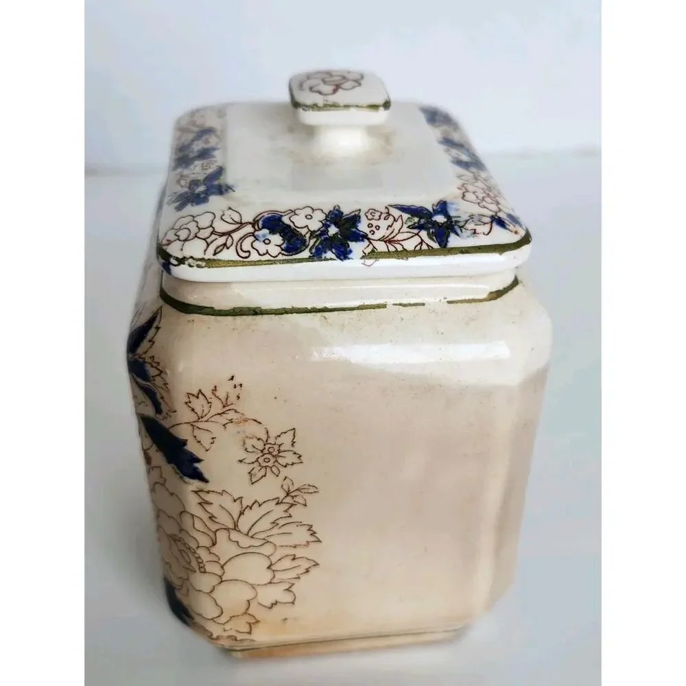 Ca. 1910 Antique Hand Painted Japanese Royal Crown Tea Caddy